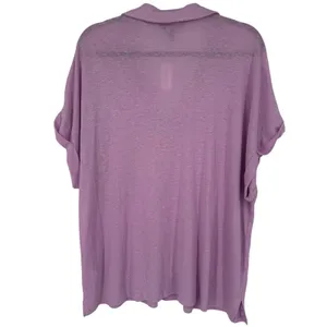 NWT Banana Republic Women's Linen Blend V-Neck Polo Top Lavender Pink Size XXL thumbnail 5