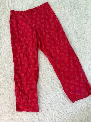 🩷 3/$18 Victoria's Secret Rose Print Pajama Lounge Pants Red Large Modal Cotton thumbnail 1