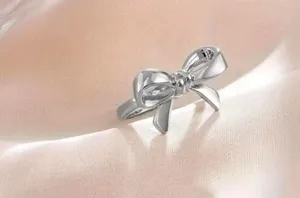 NEW Size 8 silver bow ring, coquette bow jewelry, trendy bow ring thumbnail 1