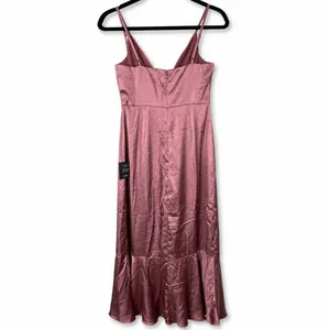 NEW Lulus Enchanted Moments Mauve Pink Satin Ruffled High-Low Dress Medium thumbnail 7
