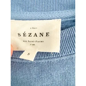Sezane Sézane | Amour Cafe Creme Sweatshirt Blue Ecru Graphic | Sz S thumbnail 6