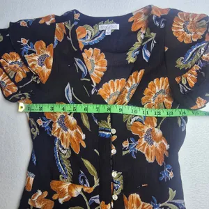 Patrons of Peace 39G Womens Black‎ Floral Rayon Button Front Ruffle Maxi Dress S thumbnail 8