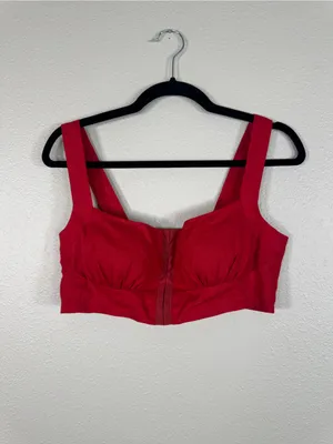 Reformation Red Santana Linen Two Piece Set Womens 8 Midi Skirt Corset Top thumbnail 16