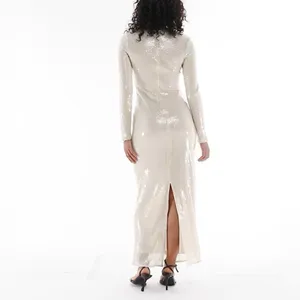 ASOS The Frolic exclusive sequin tie front bodycon maxi dress Beige Size 6 NWT thumbnail 9