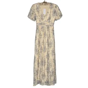 NWT Baltic Born S Ardley Maxi Dress Cream & Blue Floral‎ Sheer Overlay Babydoll thumbnail 3