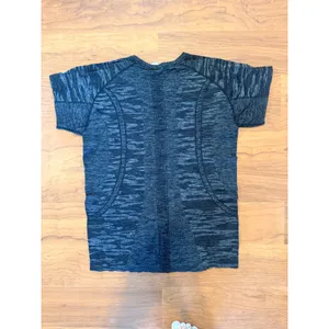 TKEQ The Shop Womens Space Dye Athletic Short Sleeve‎ Top Black Grey L/XL thumbnail 2