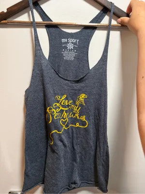 MV Sport Gray Racerback Tank with Yellow Seahawks Script thumbnail 1