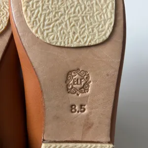 NEW ELF Muse Ankle Strap Leather Ballet Flats Dark Tan Braided Trim Zip Back 8.5 thumbnail 7