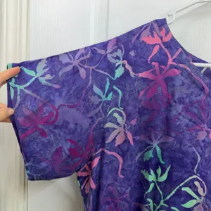 Global Village purple floral short sleeve scoop neck pocket maxi summer dress‎ thumbnail 2