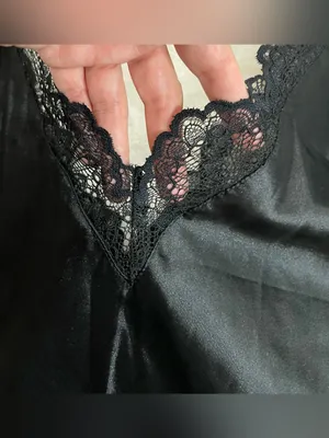 International Concepts Satin Like Lace-Trim Slip Long Nightgown Black Size M NWT thumbnail 5