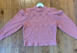 A new day pointelle rose pink mock neck sweater M thumbnail 8