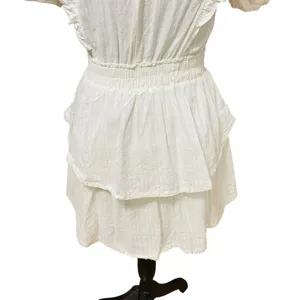 The Post White Ruffle Lace Trim Mini Dress Women’s Small Cotton Rayon thumbnail 8