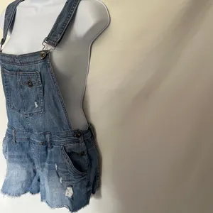 Empyre Cora Denim Y2K Jean Women Shortalls Sz 5 Grunge Indie Distressed Raw thumbnail 6