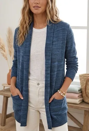 Aritzia Wilfred Flaubert Blue Silk Cashmere Open Cardigan thumbnail 1