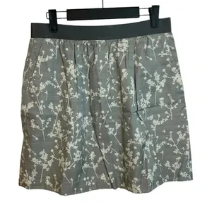 Loft Gray Floral Silk Blend Ribbon Waist Skirt thumbnail 1