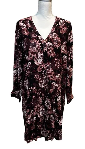 Garnet Hill Dress Women 12 Black Moody Floral Pockets Knee Length‎ Boho Artsy thumbnail 1