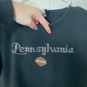 EUC Harley Davidson motorcycles women’s black‎ Pennsylvania jewel logo tshirt L thumbnail 2
