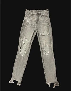 american eagle high waisted grey distressed jegging jeans thumbnail 1