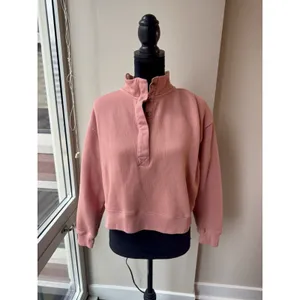 American Eagle Women's Pink Mock Neck Button Sweater Long Sleeve M thumbnail 2