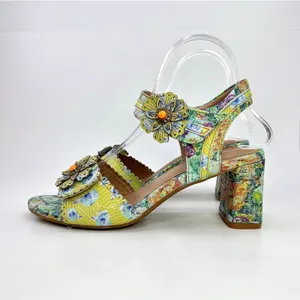 L'Artiste Spring Step Voguesh Floral Leather Block Heel Sandals 39 US 8.5 Boho thumbnail 7