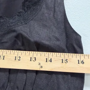 kourt Odette Linen Black Tie Front Minimalist Romantic Airy Lace Trim Top NWT 6 thumbnail 3