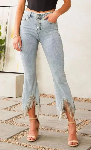 Rhinestone Cropped Flare Jean thumbnail 1