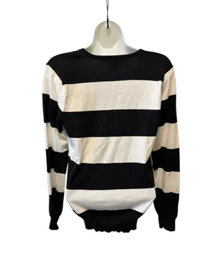 VTG 90’s Y2K Ralph Lauren Sport Rugby Stripe Pima Cotton V Neck Sweater M Black thumbnail 3
