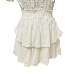The Post White Ruffle Lace Trim Mini Dress Women’s Small Cotton Rayon thumbnail 6