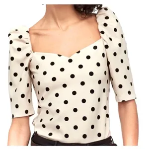 H&M Polka Dot Puffy Sleeve Crop Top size Medium thumbnail 1