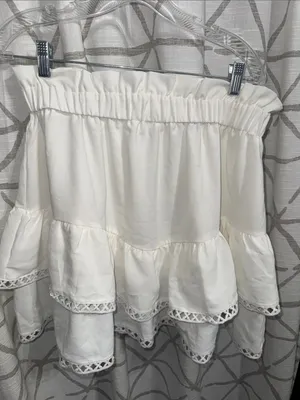 White Tiered Ruffle Mini Skort Size 2X thumbnail 3