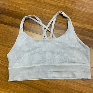 Lululemon Energy Long Line Yoga Bra Womens‎ Size 10 Gray Criss Cross Back Design thumbnail 1