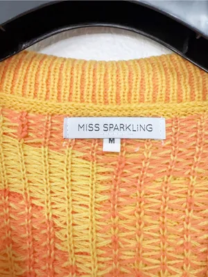 Miss Sparkling Colorblock Leopard Animal Print Oversized Cardigan Sweater Orange thumbnail 3