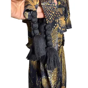 NWT Farm Rio Golden Foliage Black One Shoulder Maxi Dress Sz. XS thumbnail 7