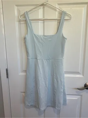 Beyond Yoga Light Blue Square-Neck A-Line Dress thumbnail 4