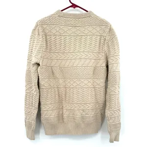 J.Crew Size Medium Long Sleeve Crew Neck Knit Pullover Sweater Tan‎ 100% Cotton thumbnail 2