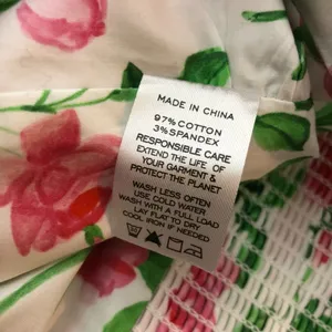 Hill House Womens The Isabella Top Crop Smocked Puff Sleeve Pink Roses White M thumbnail 5