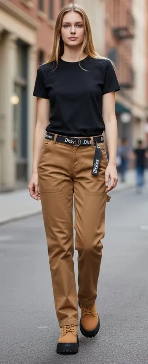 NWT Dickies Brown Duck Cargo Pants Relaxed Fit Utility Pants Belted 30R thumbnail 1