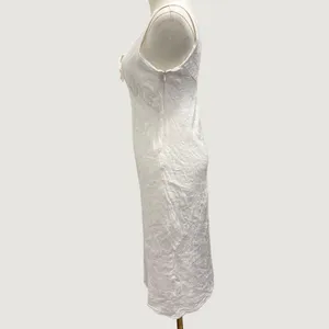 Amanda Uprichard Clarisse Dress White Linen Midi Keyhole Preppy Coastal Small thumbnail 4