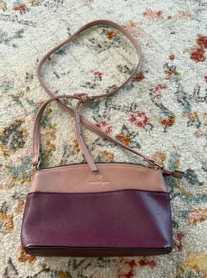 Nanette Lepore Pink and Purple‎ Colorblock Pebbled Faux Leather Crossbody Bag thumbnail 1