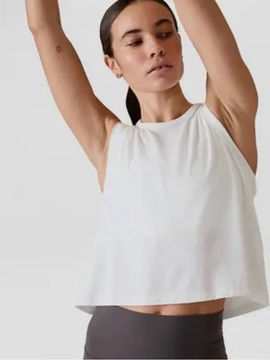 Athleta White Sleeveless Cropped Tank thumbnail 1