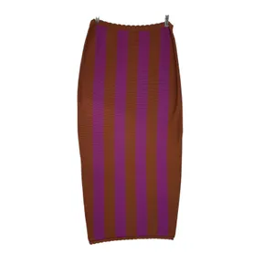Anthropologie Striped Knit‎ Pencil Boho Skirt Purple Workwear Elegant Size L thumbnail 2