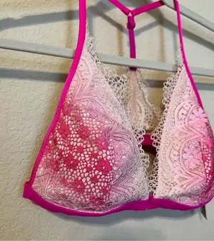 Victoria Secret Hot Pink Lace Triangle Ombré Bralette thumbnail 3