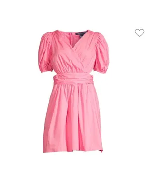 French Connection Rhodes Poplin Vneck Mini Dress Morning Glory Pink Sz 2 thumbnail 11