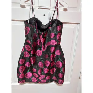 Lulus Pretty Blooms Black Floral Jacquard Sleeveless Mini Dress Size Large thumbnail 7