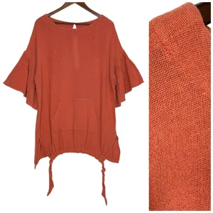 Free People Gauze Mesh Tunic Dress Oversized Cinnamon Orange Top L Boho‎ thumbnail 2