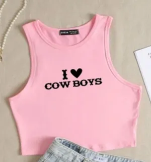 I Love Cowboys Pink Tank Top thumbnail 1