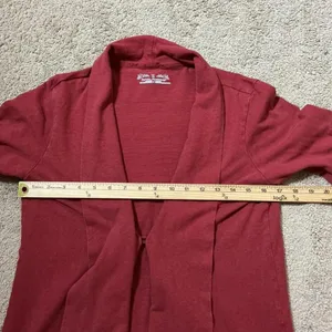 Royal Robbins Granola Girl Women’s S‎ Red Open Cardigan Sweater Organic Cotton thumbnail 3