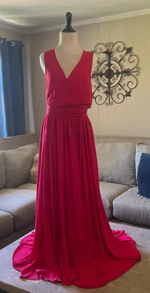 Olivaceous Bright Red V-Neck Sleeveless Maxi Dress thumbnail 1