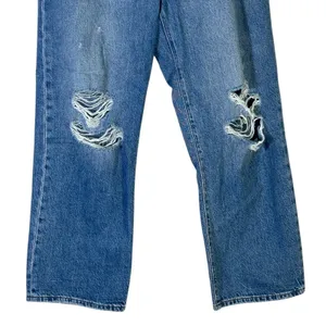 Levi's Ribcage Straight Ankle Jeans Medium Wash High Rise Distressed Size 30 thumbnail 4