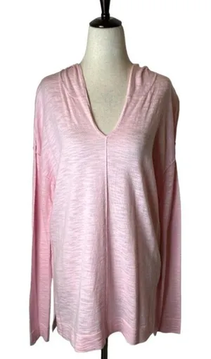 Elliott Lauren‎ Pink Cotton Blend V Neck Lightweight Hooded Sweater Size M thumbnail 1